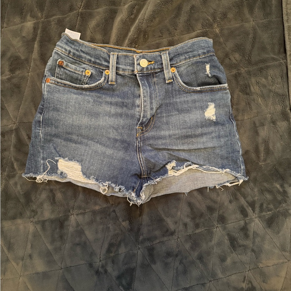 Levi's Blue Distressed Jean Shorts